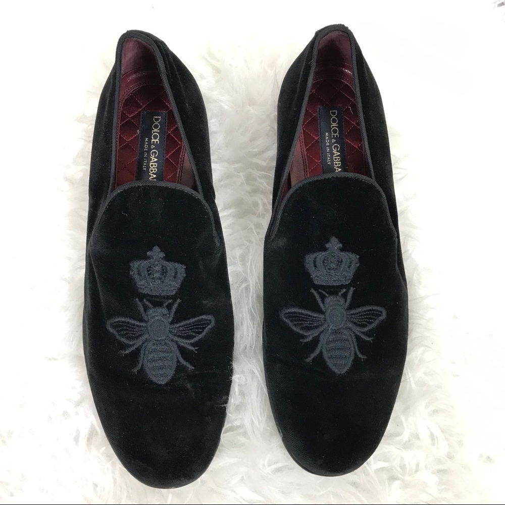 Dolce & Gabbana Men's Embroidered Velvet Slippers - Picture 1 of 8
